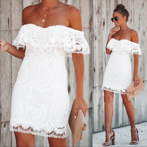 Vici Always Wanted White Lace Off Shoulder Dress - Picture 1 of 6